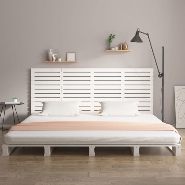 vidaXL Wall Headboard White 206x3x91.5 cm Solid Wood Pine