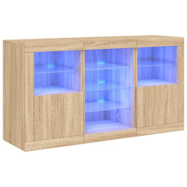 vidaXL Sideboard with LED Lights Sonoma Oak 123x37x67 cm