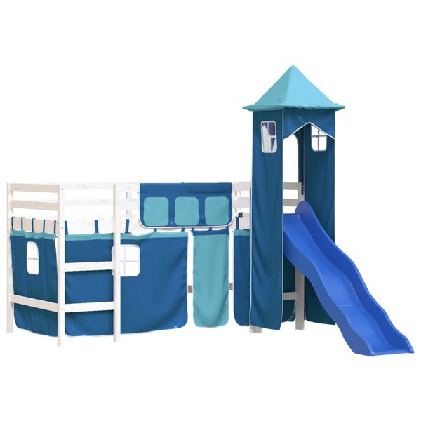 vidaXL Kids' Loft Bed with Tower without Mattress Blue 80x200 cm