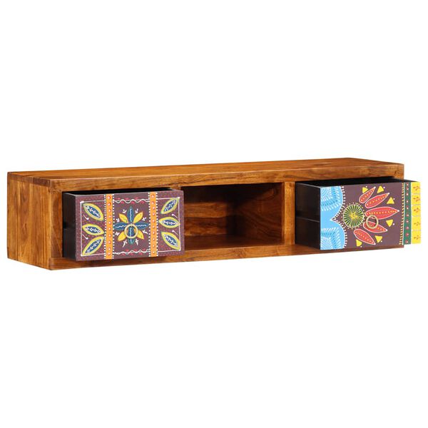 vidaXL Wall-mounted TV Cabinet Multicolour 100x30x22 Solid Wood Acacia