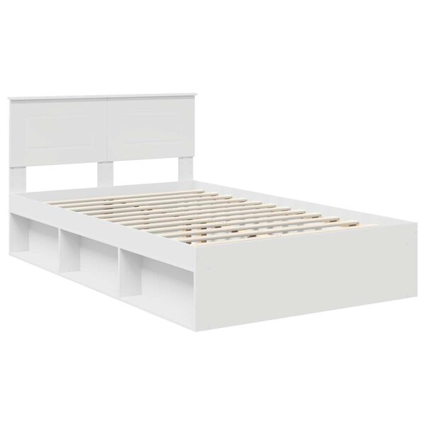 vidaXL Bed Frame with Headboard White 120 x 190 cm Engineered wood