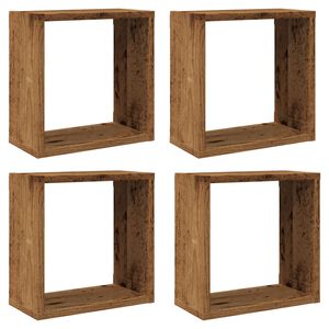 vidaXL Wall Cube Shelves 4 pcs Old Wood 30x15x30 cm Engineered Wood