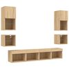 vidaXL 8 Piece TV Wall Units with LED Sonoma Oak Engineered Wood