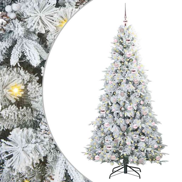 vidaXL Artificial Hinged Christmas Tree White 210 cm PE and PVC