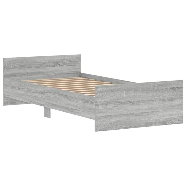 vidaXL Bed Frame without Mattress Grey Sonoma 90x200 cm Engineered Wood
