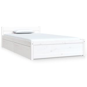 vidaXL Bed Frame without Mattress with Drawers White 100x200 cm (815035+814990)