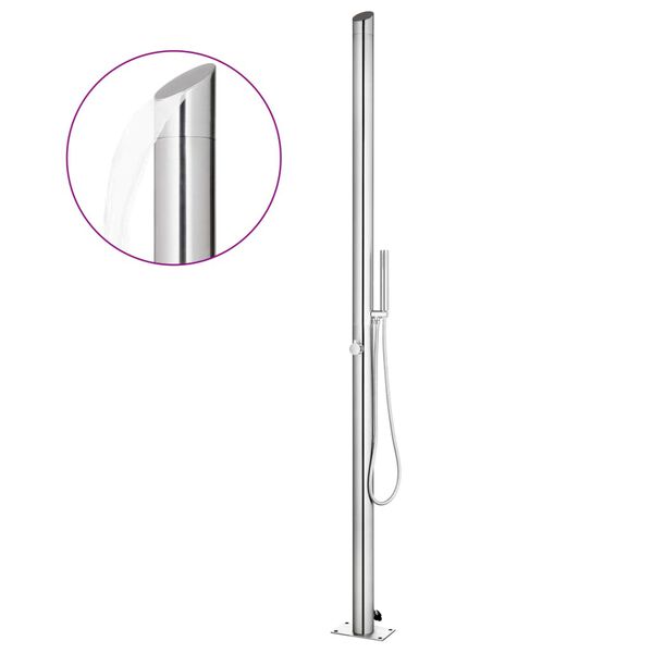 vidaXL Garden Shower with Grey Base 225 cm Stainless Steel