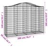 vidaXL Arched Gabion Baskets 9 pcs 200x50x140/160 cm Galvanised Iron