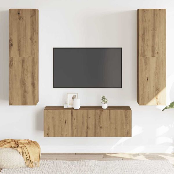 vidaXL Wall Mounted TV cabinets 3 pcs Artisan Oak Engineered Wood