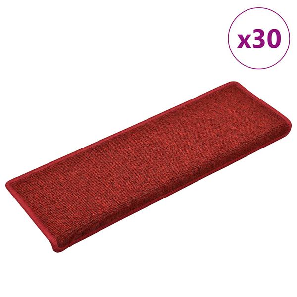 vidaXL Stair Mats 30 pcs 65x21x4 cm Red Rectangular Edge