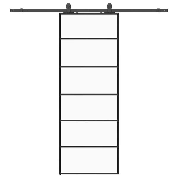 vidaXL Sliding Door with Hardware Set Black 76x205 cm ESG Glass