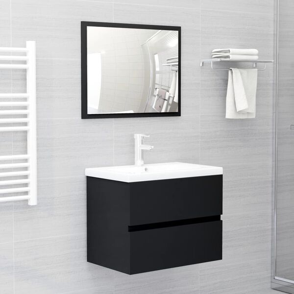 vidaXL Sink Cabinet Black 60x38.5x45 cm Engineered Wood