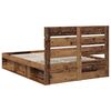vidaXL Bed Frame with Headboard Old Wood 140 x 200 cm Solid Pine Wood