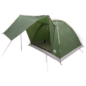 vidaXL Camping Tent with Roof Green 4-Person Polyester and Steel