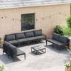 vidaXL Garden Sofa Set with Cushion 8 pcs Black Steel