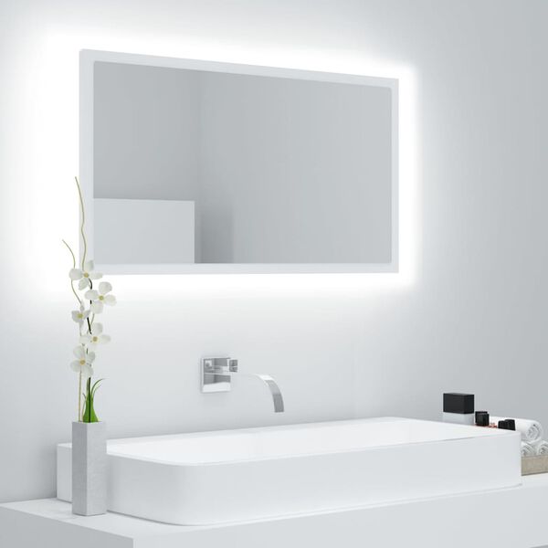 vidaXL LED Bathroom Mirror White 80x8.5x37 cm Acrylic