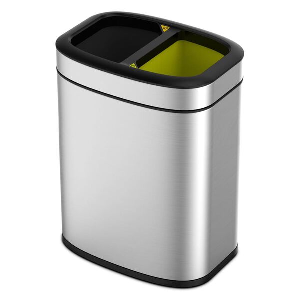 EKO Open Top Waste Bin OLI-Cube 2x10 L Matte Silver