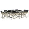 vidaXL 13 Piece Garden Dining Set with Cushions Light Grey Poly Rattan