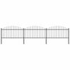 vidaXL Garden Fence with Spear Top Steel 537x150 cm Black
