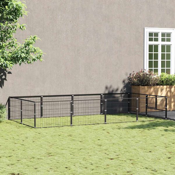 vidaXL Dog Kennel Black 8 m&sup2; Steel