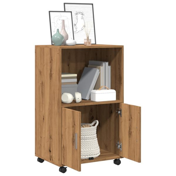 vidaXL Rolling&nbsp;Cabinet Artisian Oak 55x40x91 cm Engineered Wood