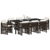 vidaXL Garden Dining Set 9 pcs Brown Powder-Coated Steel