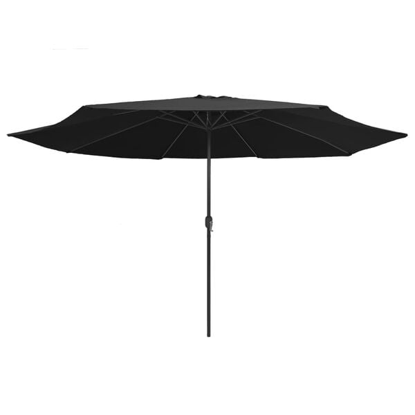 vidaXL Garden Parasol with Metal Pole 390 cm Black