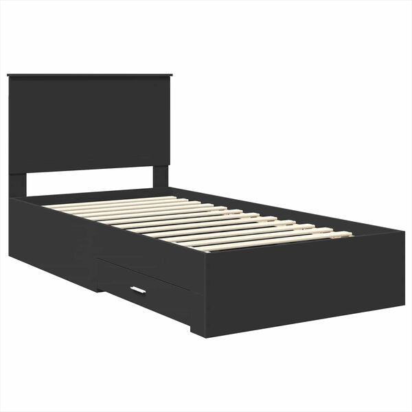 vidaXL Bed Frame Black and Silver 90 x 200 cm Engineered Wood