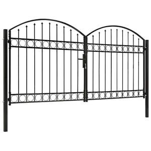 vidaXL Fence Gate "ASSEN" Double Door with Arched Top Steel 300x125 cm