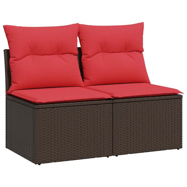 vidaXL 2 Piece Garden Sofa Set with Cushions Brown Poly Rattan Acacia
