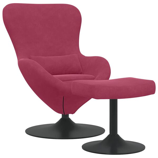 vidaXL Egg Chair with Footstool Wine Red 63 x 73 x 90 cm Velvet