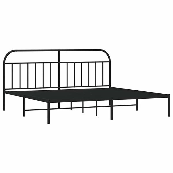 vidaXL Metal Bed Frame without Mattress with Headboard Black 193x203cm