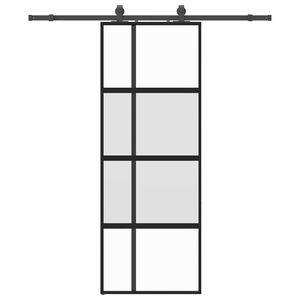vidaXL Sliding Door with Hardware Set Black 76x205 cm Tempered Glass