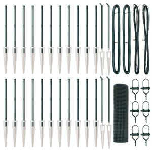 vidaXL Welded Wire Fence with Spikes Steel and PVC Green Mesh