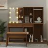 vidaXL Dressing Table Set with LED Brown Oak Engineered Wood