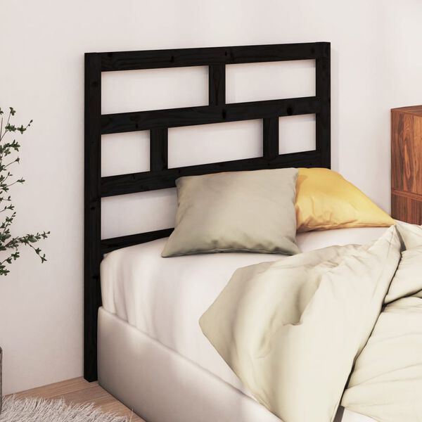 vidaXL Bed Headboard Black 106x4x100 cm Solid Wood Pine