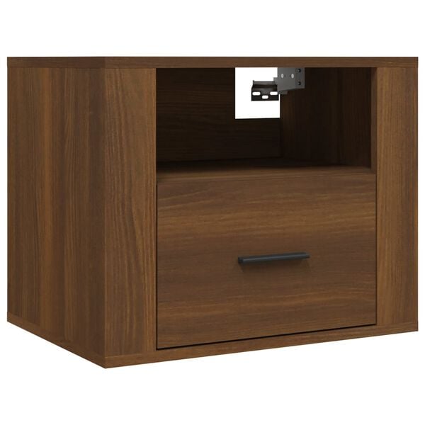 vidaXL Wall-mounted Bedside Cabinet Brown Oak 50x36x40 cm