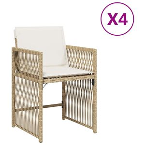 vidaXL Garden Chairs with Cushions 4 pcs Beige Poly Rattan