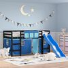vidaXL Kids' Loft Bed with Curtains without Mattress Blue 90x190 cm Single