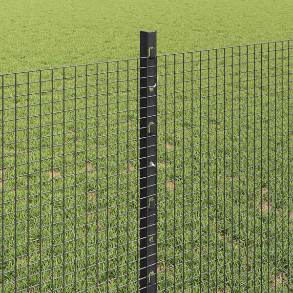 vidaXL Fence with Post Grey 0.8 x 10 m Steel and PVC