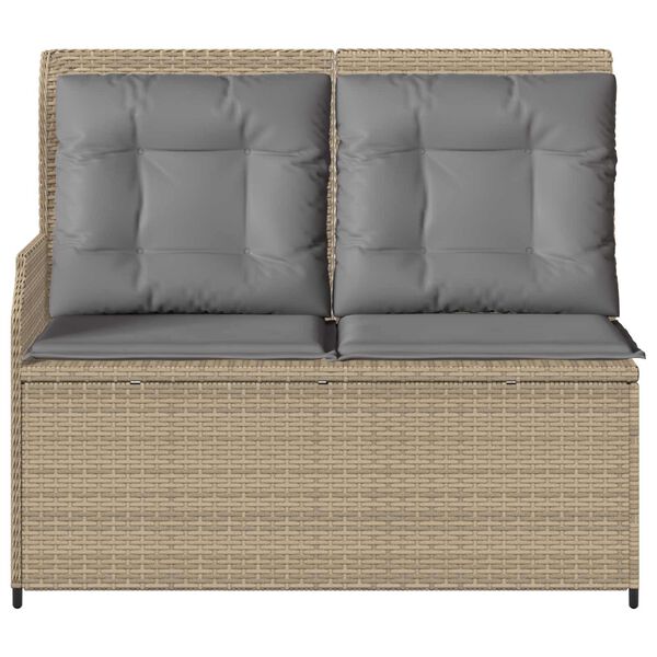 vidaXL Garden Bench with Cushion Beige Poly rattan