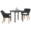 vidaXL Garden Dining Set with Cushion 3 pcs Black Poly Rattan