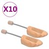 vidaXL Shoe Trees 10 Pairs Size 46-48 Solid Pine Wood