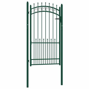 vidaXL Fence Gate with Spikes Steel 100x175 cm Green