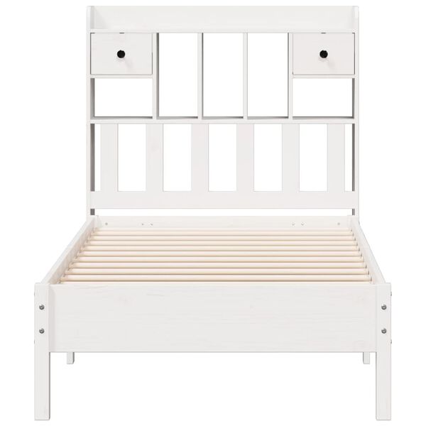 vidaXL Bookcase Bed without Mattress White 75x190 cm Small Single Solid Wood Pine