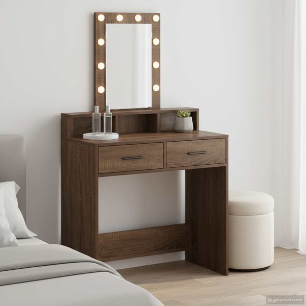 vidaXL Dressing Table Brown 79 x 41 x 140 cm Engineered wood