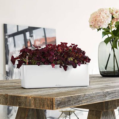 LECHUZA Planter CUBE Glossy Triple ALL-IN-ONE High-gloss White