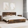 vidaXL Bed Frame Smoked Oak 200 x 200 cm Solid Pine Wood