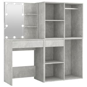 vidaXL Led Dressing Table With Cabinet | Concrete grey | Engineered wood
