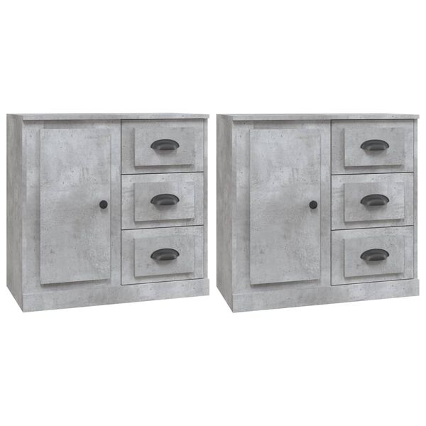 vidaXL Sideboards 2 pcs Concrete Grey Engineered Wood